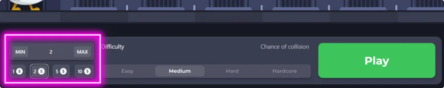 Adjust your bet amount before playing