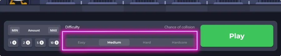 Select difficulty level in Chicken Road