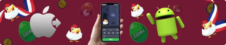 Interface mobile du jeu Chicken Road sur smartphone