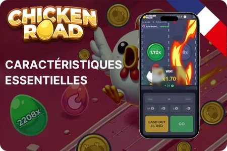 Illustration des principales fonctionnalités de Chicken Road