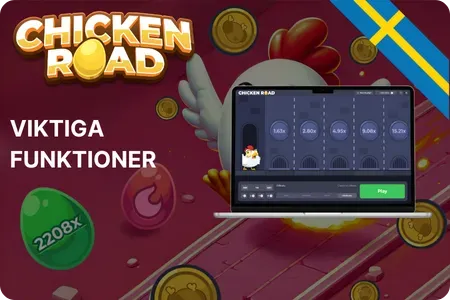 Illustration av viktiga funktioner i spelet Chicken Road